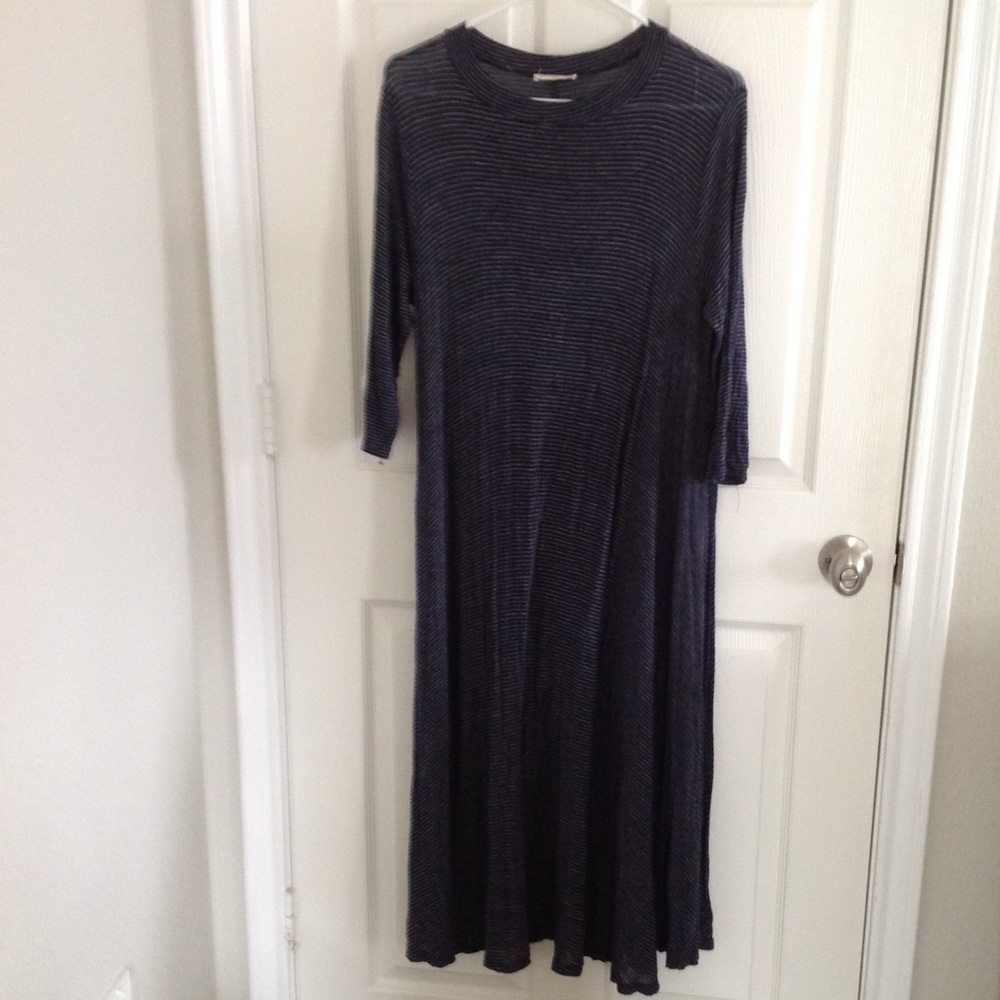 Boutique swing dress- navy blue stripe
